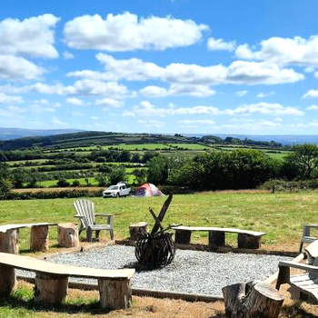 Summit Camping Kit Hill Stunning views Grass pitch or upgrade to Bell tent hire